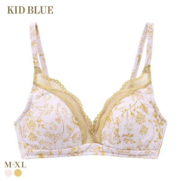 キッドブルー フルールPt ノンワイヤー ブラジャー ソフトブラジャー 三角ブラ ブラレット 大きいサイズ KID BLUE