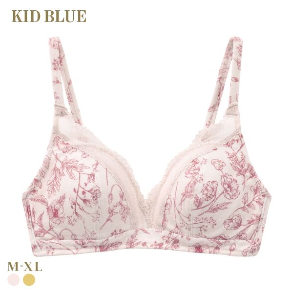 キッドブルー フルールPt ノンワイヤー ブラジャー ソフトブラジャー 三角ブラ ブラレット 大きいサイズ KID BLUE