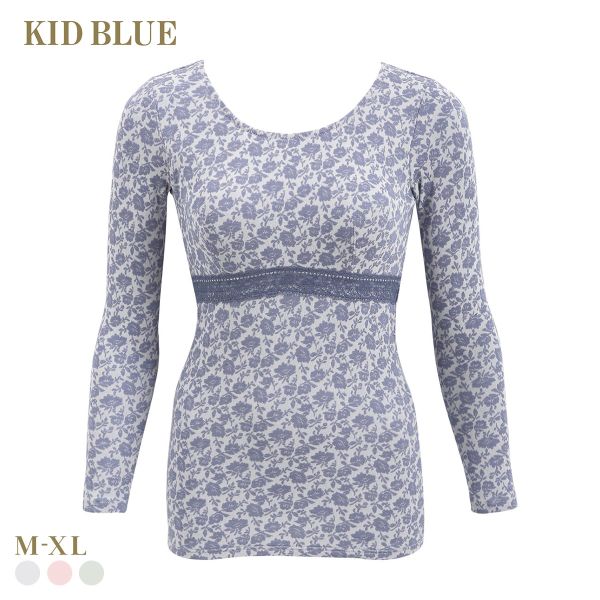 キッドブルー 25フラワーJQ カップ付き 長袖 レディース インナー KID BLUE 大きいサイズ