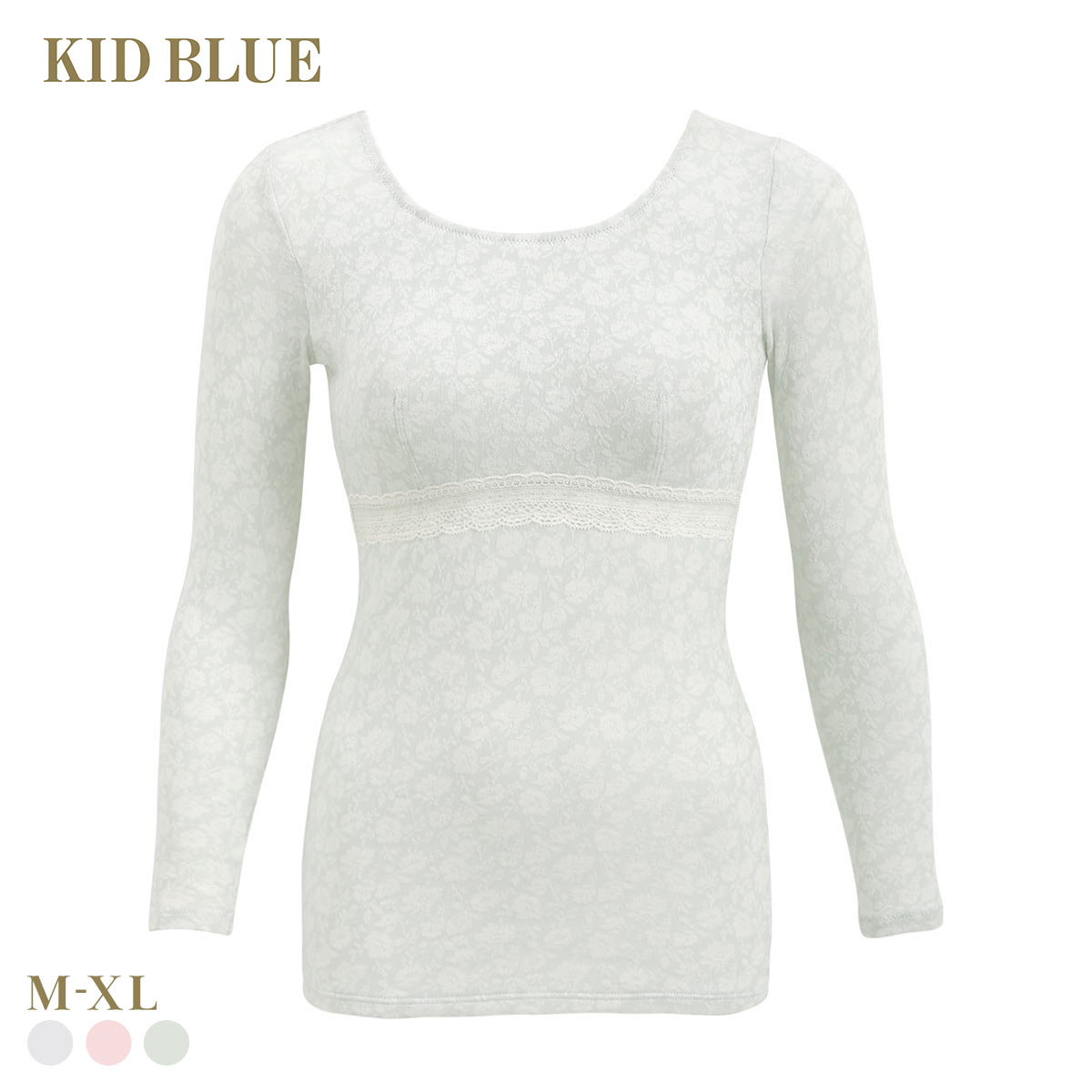 キッドブルー 25フラワーJQ カップ付き 長袖 レディース インナー KID BLUE 大きいサイズ(MI-ミント-M)