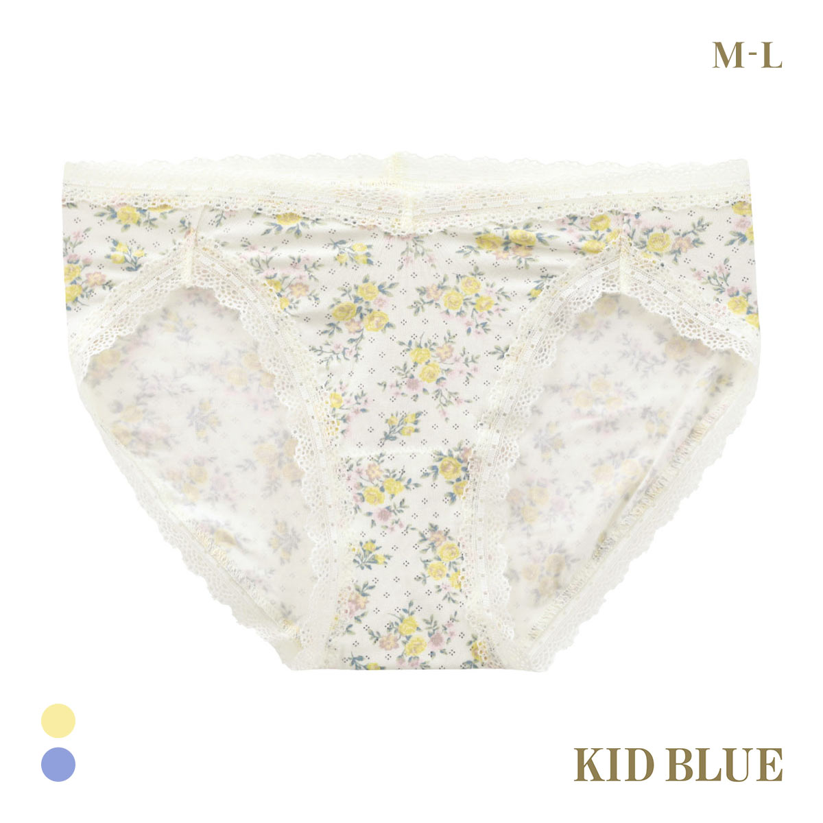 キッドブルー ピンドットフラワー ショーツ スタンダード ノーマルショーツ KID BLUE(YE-イエロー-M)