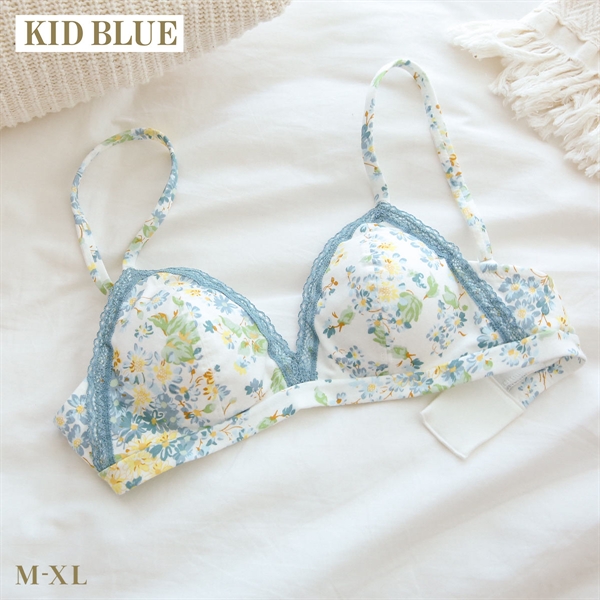 キッドブルー 26フローラルガーデン ノンワイヤー ブラジャー ソフトブラジャー 三角ブラ ブラレット フックタイプ KID BLUE