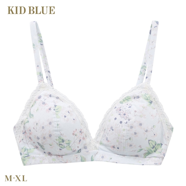 キッドブルー 26フローラルガーデン ノンワイヤー ブラジャー ソフトブラジャー 三角ブラ ブラレット フックタイプ KID BLUE