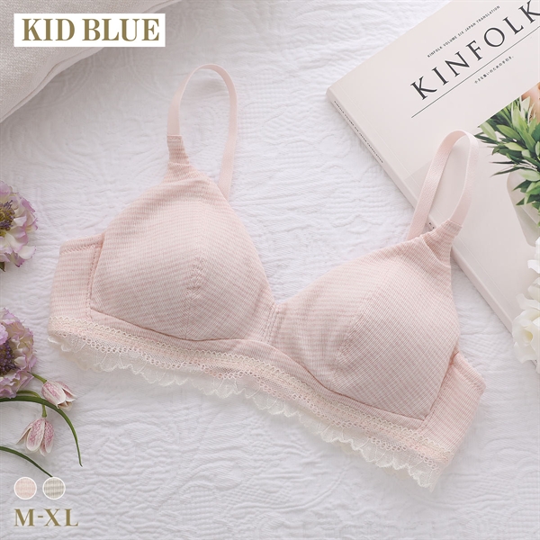キッドブルー ボタニカルクレープ ノンワイヤー ブラジャー ソフトブラジャー ブラレット 高島ちぢみ 大きいサイズ KID BLUE