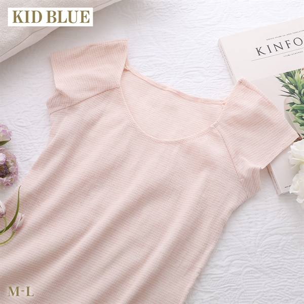 キッドブルー ボタニカルクレープ 半袖 汗取りパッド レディース インナー 高島ちぢみ KID BLUE