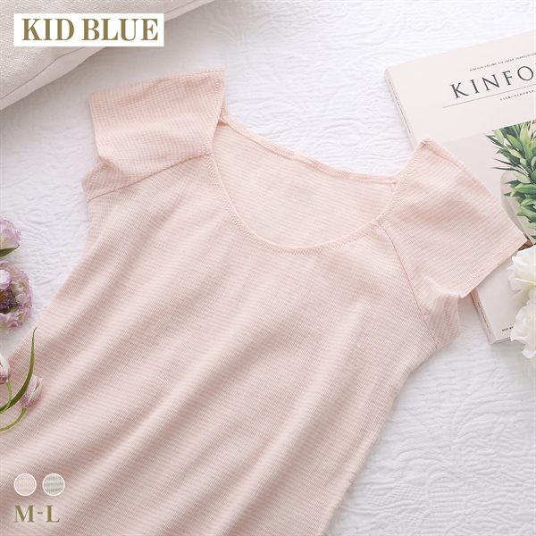 キッドブルー ボタニカルクレープ 半袖 汗取りパッド レディース インナー 高島ちぢみ KID BLUE