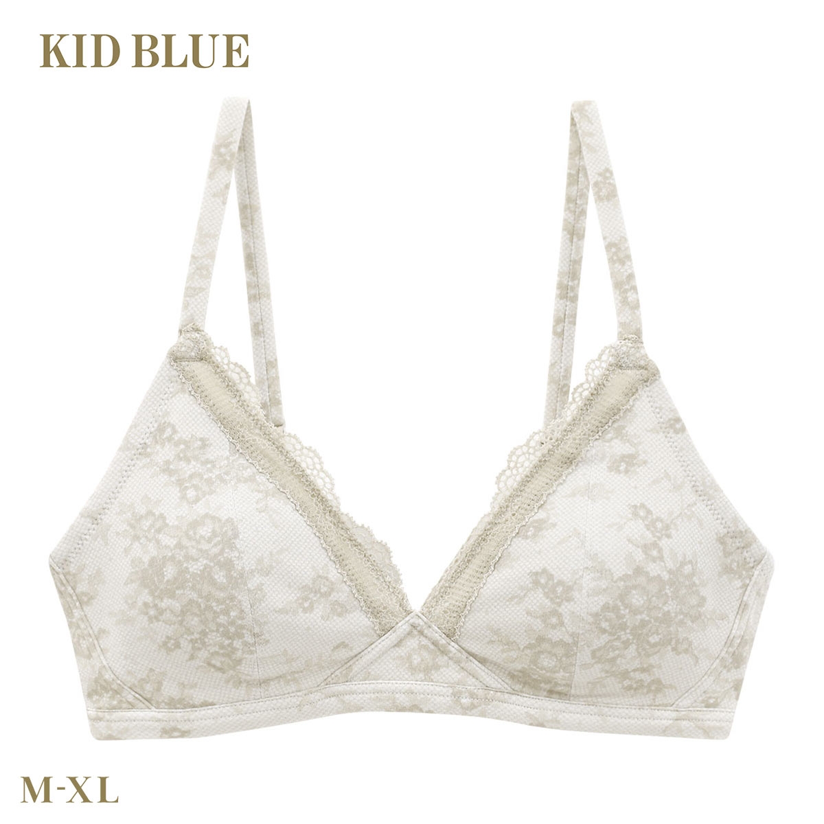 キッドブルー 26ローズレースＰＴ ノンワイヤー ブラジャー ソフトブラジャー 三角ブラ ブラレット 大きいサイズ 下着 KID BLUE(BE-ベージュ-M)
