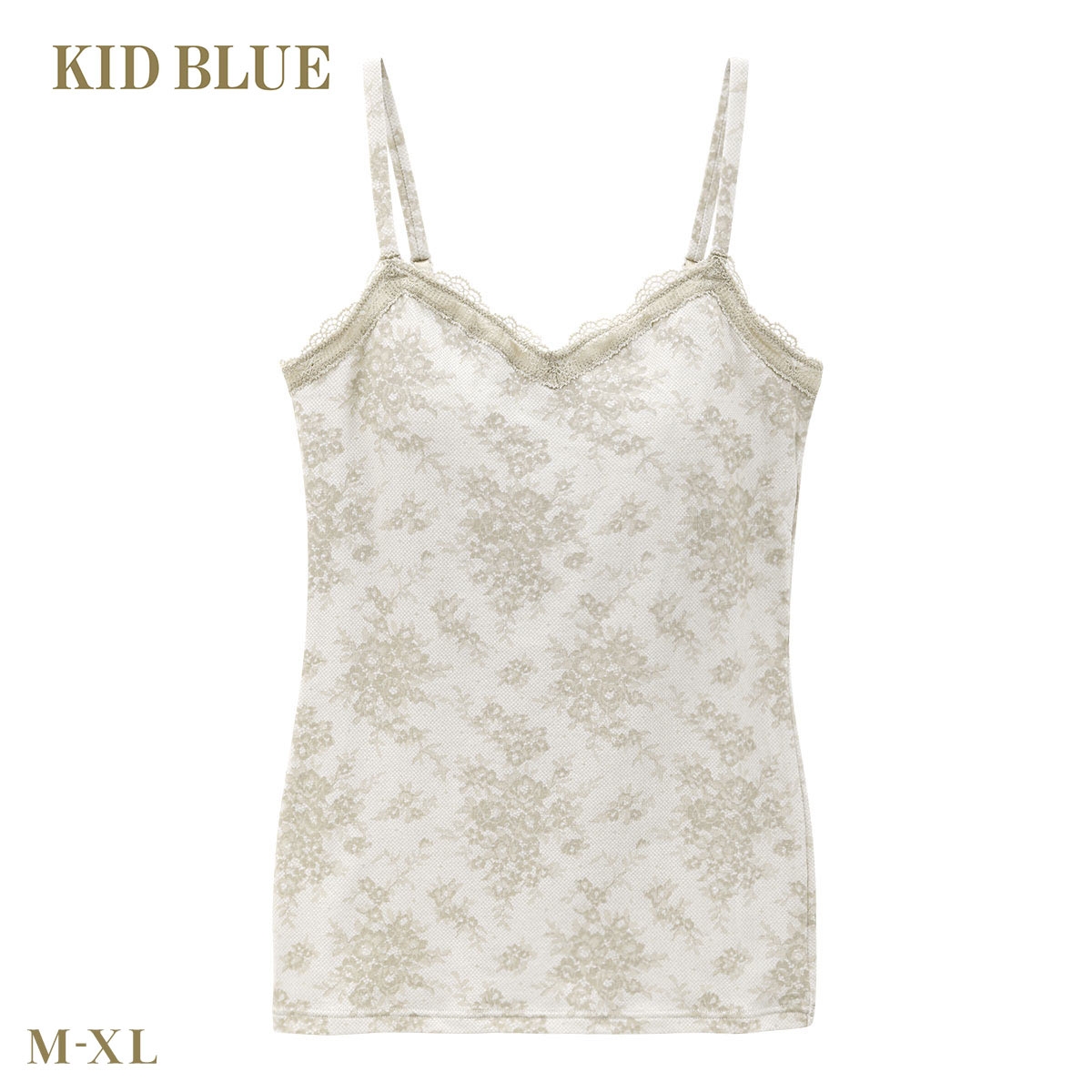 キッドブルー 26ローズレースPT カップ付き キャミソール インナー レディース 大きいサイズ 下着 KID BLUE(BE-ベージュ-M)