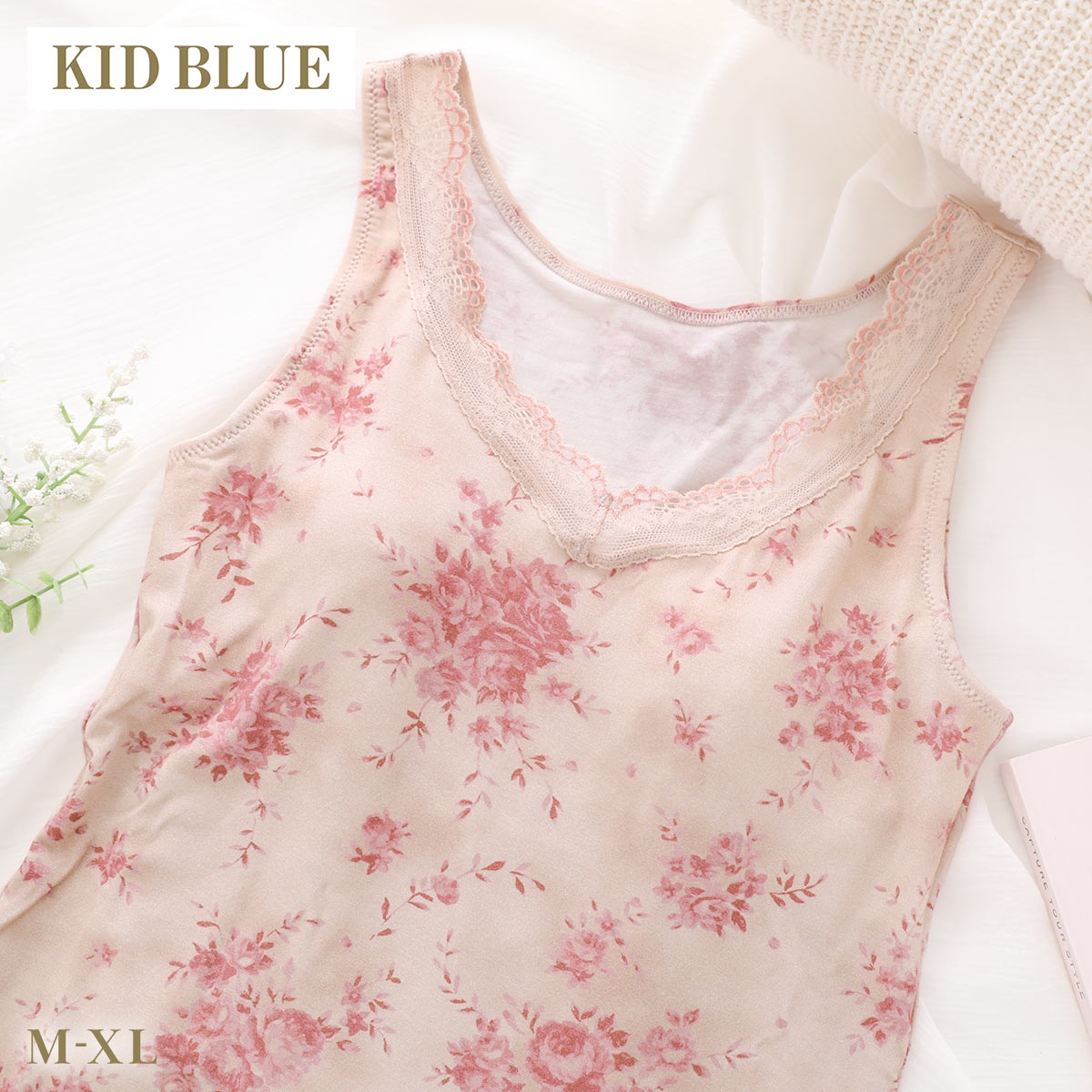 キッドブルー AWブラッサムPT カップ付き キャミソール インナー レディース 大きいサイズ 下着 KID BLUE(RE-レッド-M)
