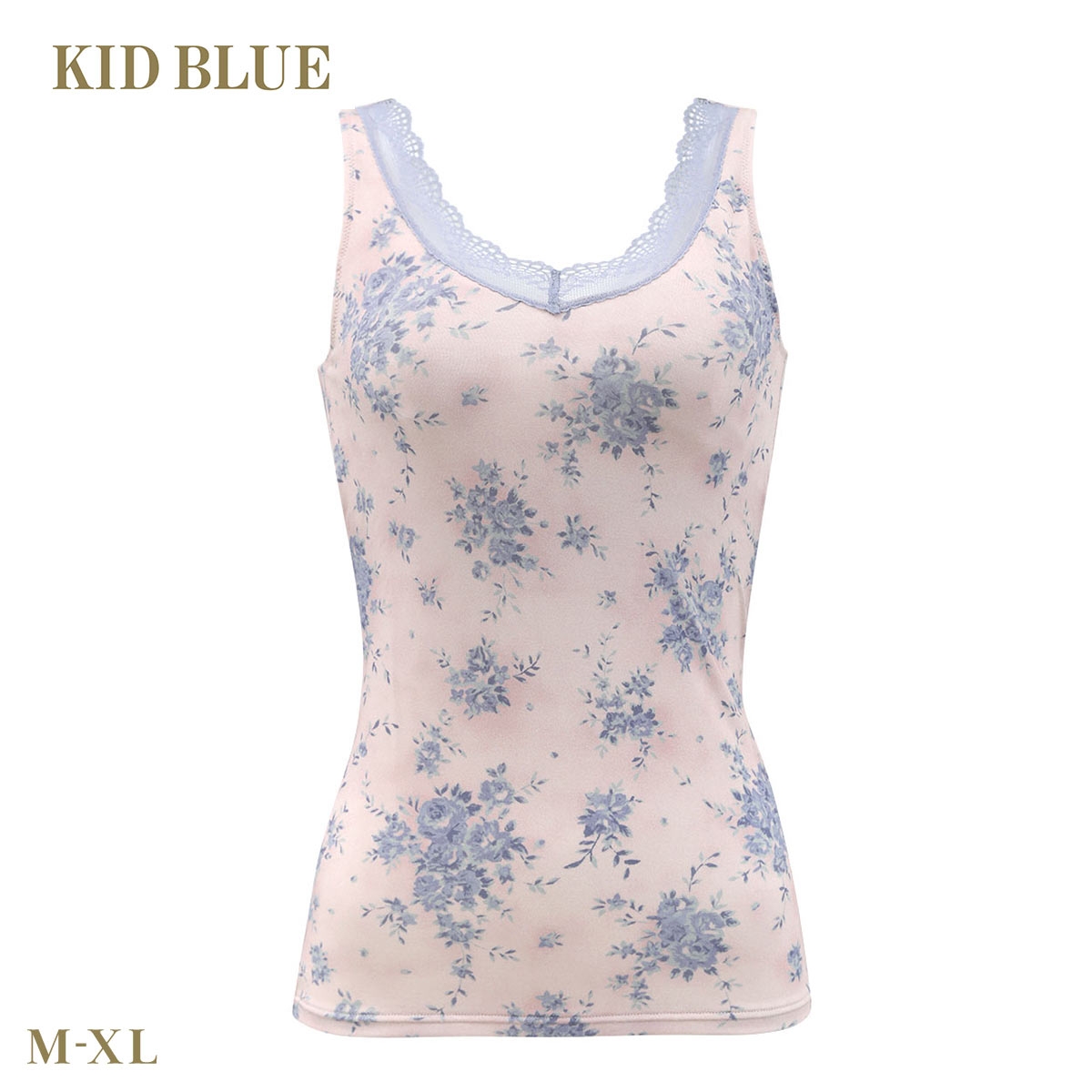 キッドブルー AWブラッサムPT カップ付き キャミソール インナー レディース 大きいサイズ 下着 KID BLUE(BU-ブルー-M)