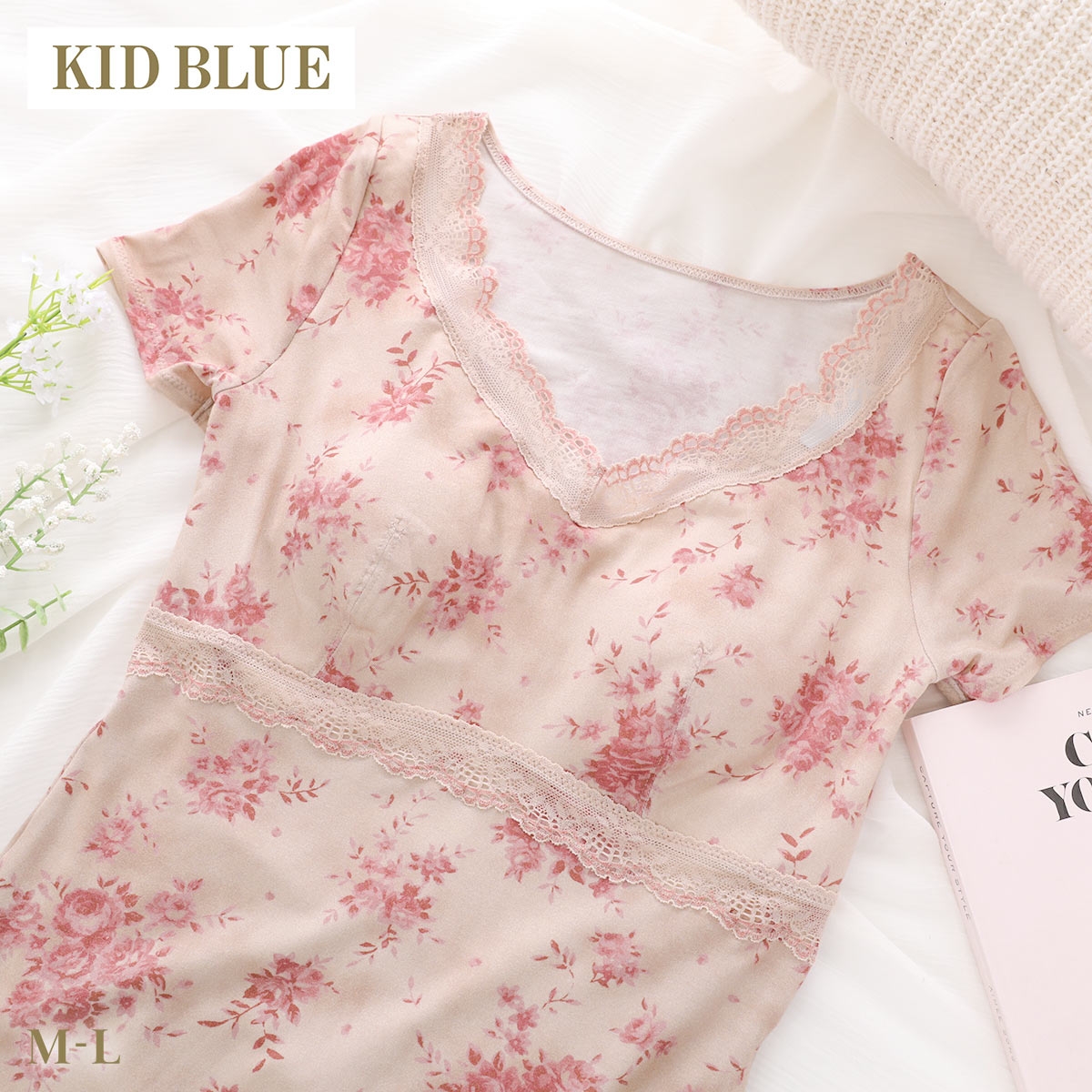 キッドブルー AWブラッサムPT カップ付き 半袖 インナー レディース 下着 KID BLUE(RE-レッド-M)