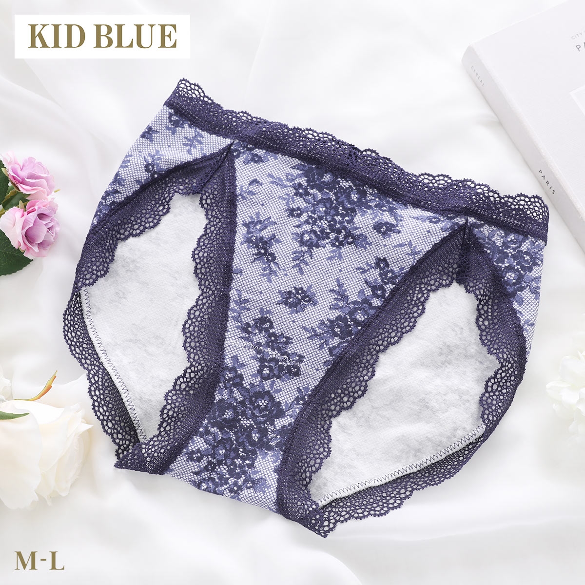 キッドブルー 26ローズレースPT ショーツ スタンダード ノーマルショーツ 下着 KID BLUE(NV-ネイビー-M)