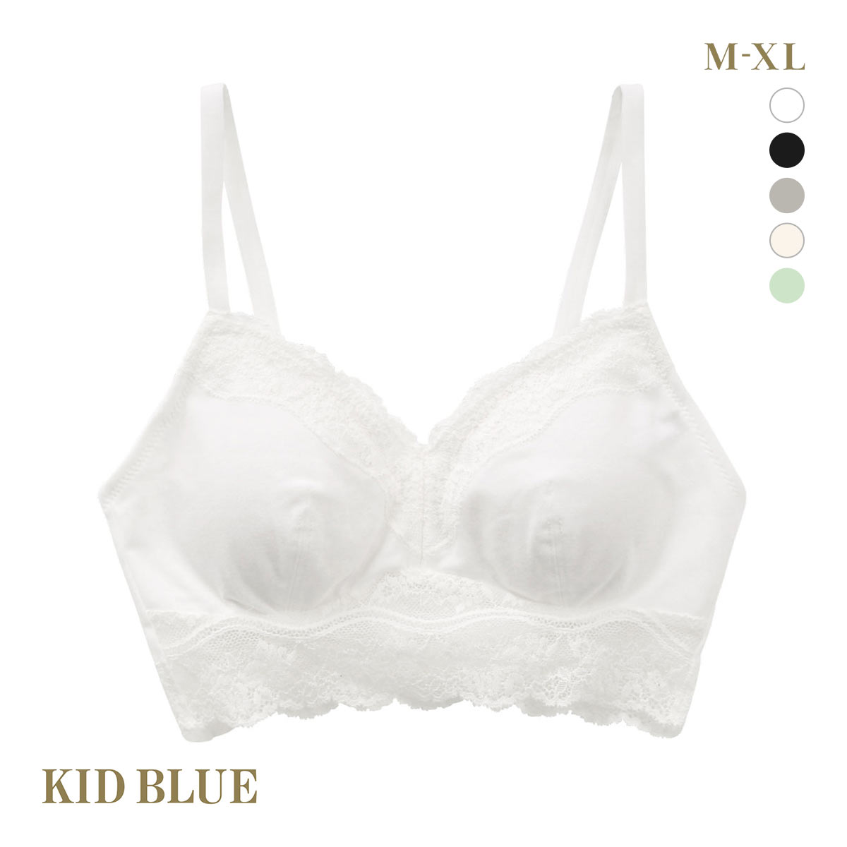 キッドブルー KID BLUE 20STANDARD ブラジャー ノンワイヤー ブラレット 単品 ソフトブラジャー 三角ブラ(OW-オフホワイト-M)
