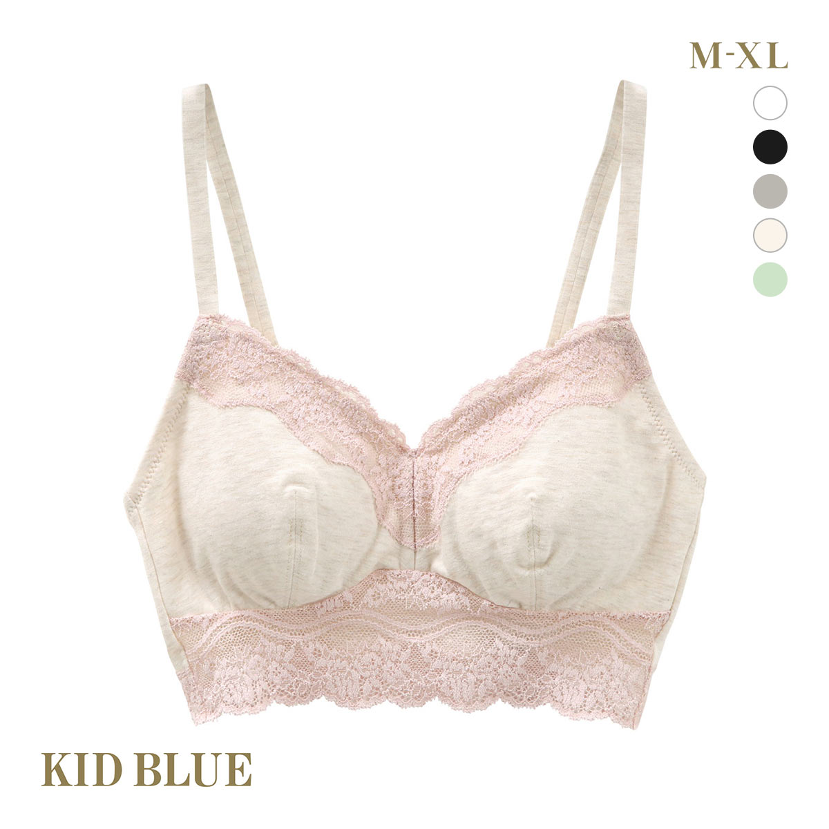 キッドブルー KID BLUE 20STANDARD ブラジャー ノンワイヤー ブラレット 単品 ソフトブラジャー 三角ブラ(IV-アイボリー-M)