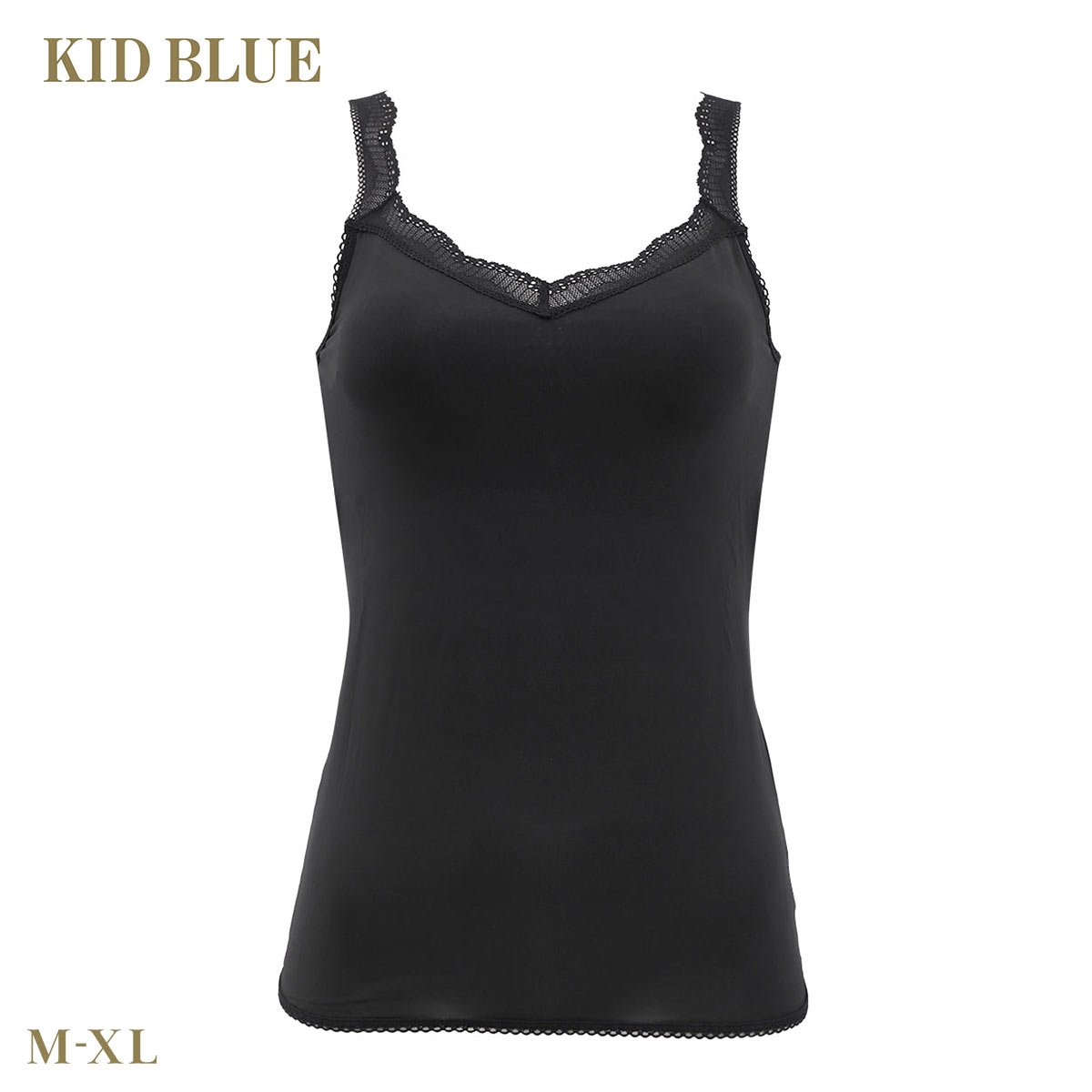 キッドブルー 24ベンベルグベア天 キャミソール カップ付き インナー 大きいサイズ KID BLUE(BK-ブラック-M)
