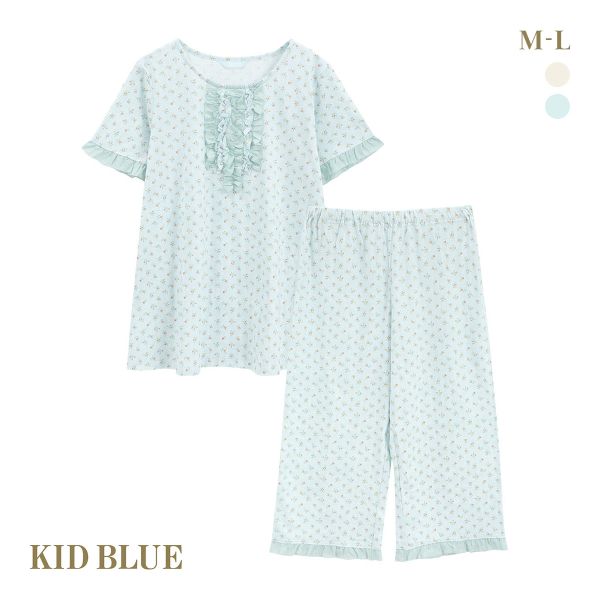 キッドブルー デニムフラワーPtN ルームウェア 半袖 7分丈 上下セット パジャマ KID BLUE