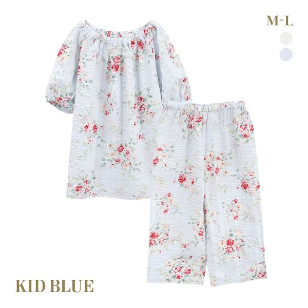 キッドブルー ジャスミンローズN 半袖 ルームウェア 8分丈 上下セット パジャマ KID BLUE