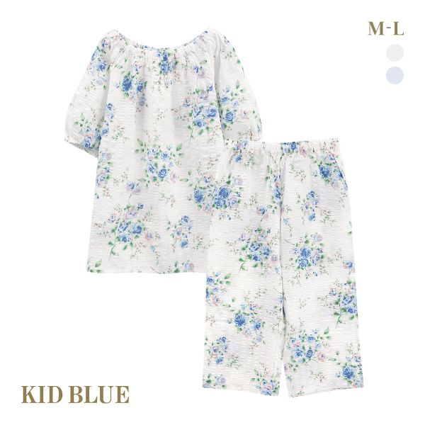 キッドブルー ジャスミンローズN 半袖 ルームウェア 8分丈 上下セット パジャマ KID BLUE キッドブルー ジャスミンローズN 半袖 ルームウェア 8分丈 上下セット パジャマ KID BLUE