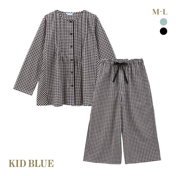 キッドブルー 25シャーリングギンガム ルームウェア 長袖 上下セット パジャマ KID BLUE