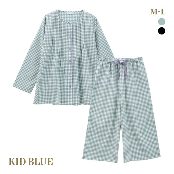 キッドブルー 25シャーリングギンガム ルームウェア 長袖 上下セット パジャマ KID BLUE キッドブルー 25シャーリングギンガム ルームウェア 長袖 上下セット パジャマ KID BLUE