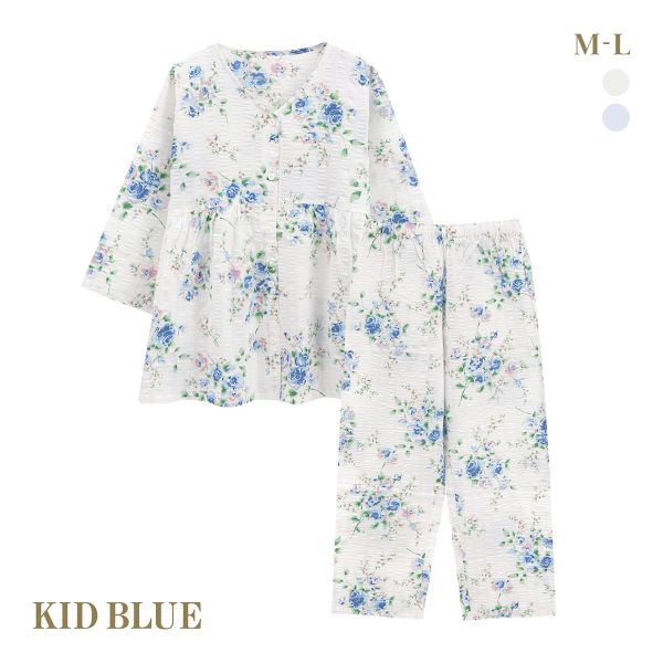 キッドブルー ジャスミンローズN 7分丈袖 ルームウェア ロングパンツ 上下セット パジャマ KID BLUE