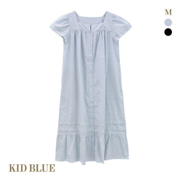 キッドブルー 25カットドビーコットン 半袖 ワンピース ルームウェア パジャマ KID BLUE 前開き