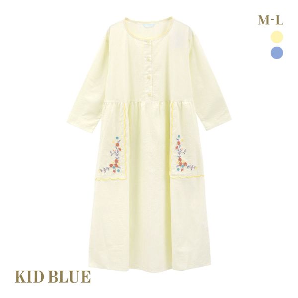 25%OFF キッドブルー 25ストライプエンブ ワンピース ルームウェア パジャマ 長袖 KID BLUE 25%OFF キッドブルー 25ストライプエンブ ワンピース ルームウェア パジャマ 長袖 KID BLUE