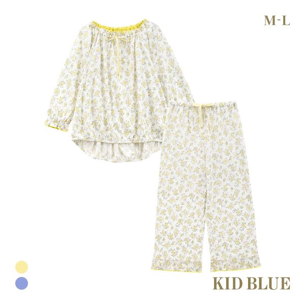 キッドブルー ピンドットフラワーN ルームウェア 8分袖 8分丈 上下セット パジャマ KID BLUE