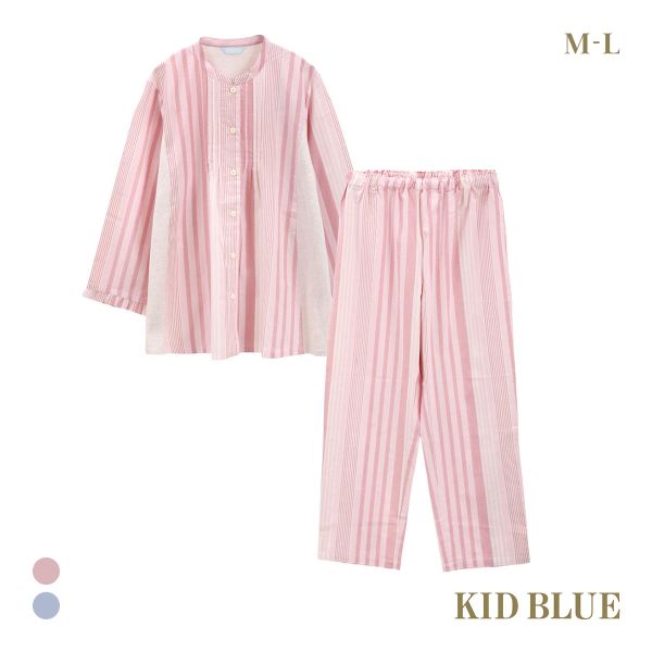 キッドブルー 25ストライプ＆天竺 9分袖 フルレングス 上下セット パジャマ KID BLUE