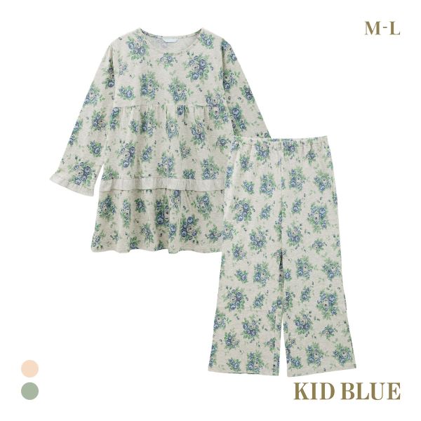 キッドブルー 25オータムローズN ルームウェア 9分袖 くるぶし丈 上下セット パジャマ KID BLUE