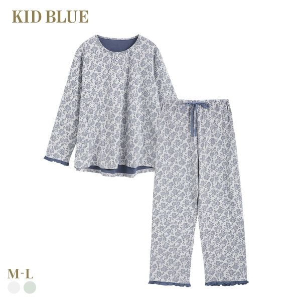 キッドブルー 25接結フラワーJQ 長袖 フルレングス 上下セット パジャマ KID BLUE