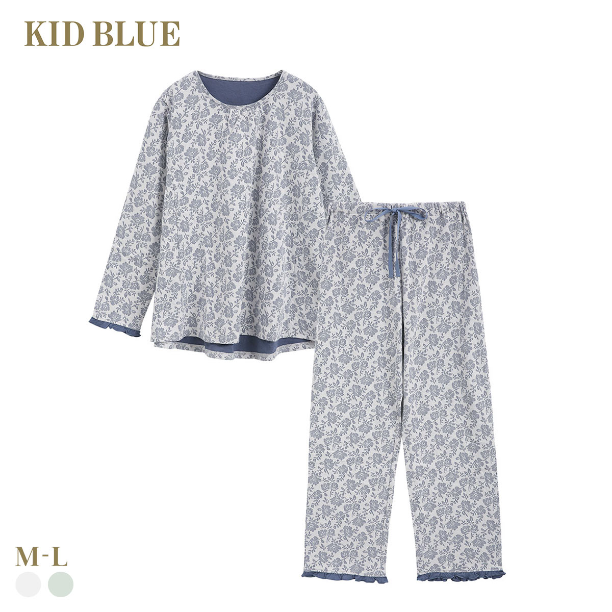 キッドブルー 25接結フラワーJQ 長袖 フルレングス 上下セット パジャマ KID BLUE