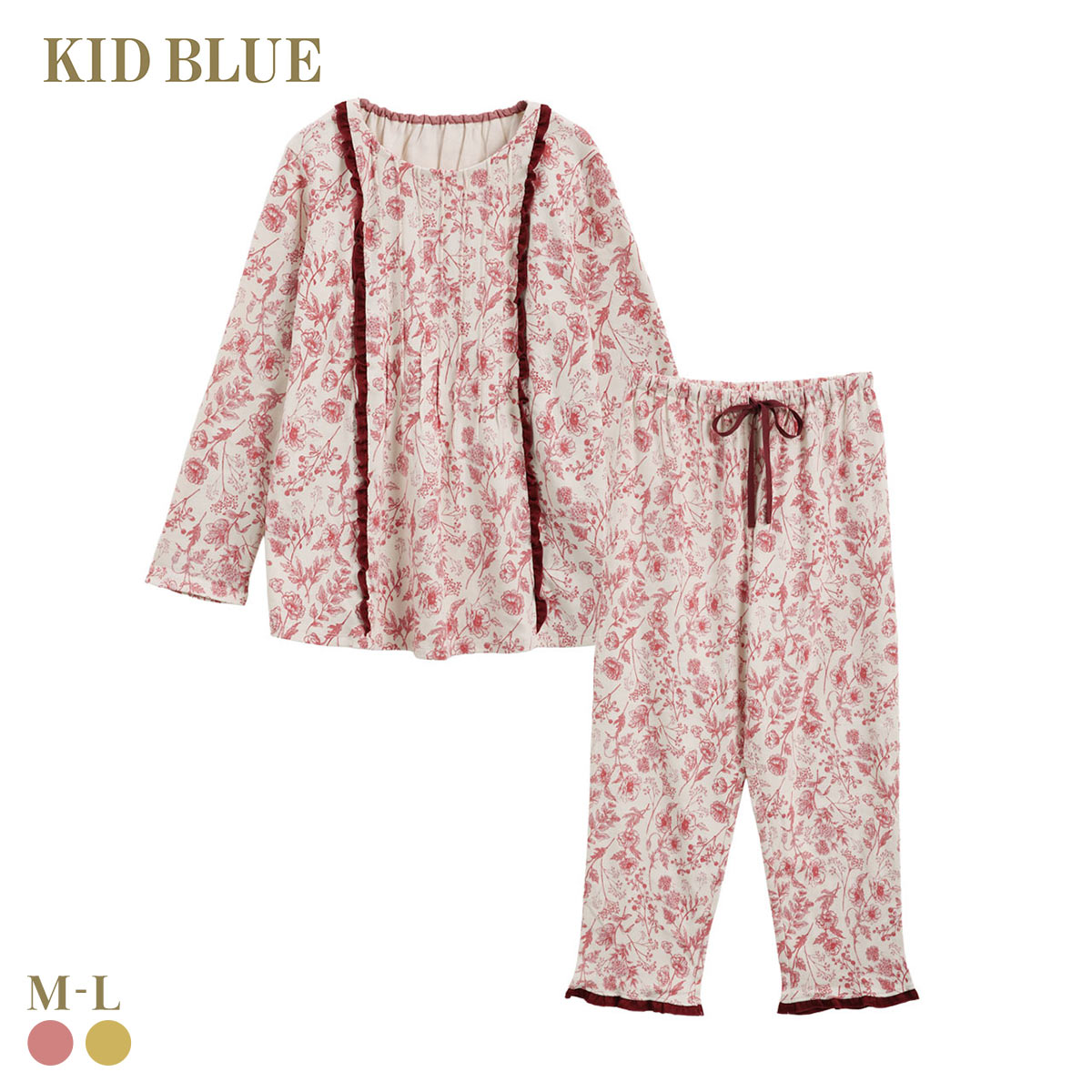 キッドブルー 25フルールPtN 長袖 フルレングス 上下セット パジャマ KID BLUE(PI-ピンク-M)
