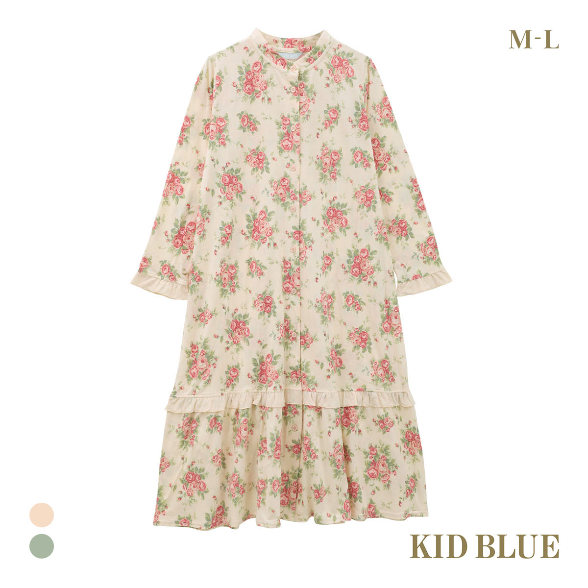キッドブルー 25オータムローズN 長袖 ワンピース ルームウェア パジャマ KID BLUE(PI-ピンク-M)