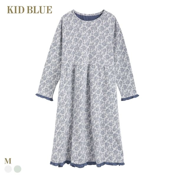 キッドブルー 25接結フラワーJQ 長袖 ワンピース ルームウェア パジャマ KID BLUE