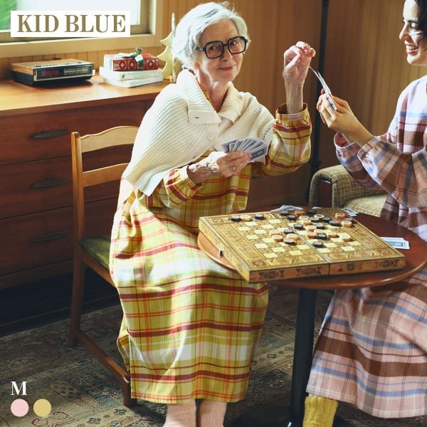 キッドブルー 25ネルチェック 長袖 ワンピース ルームウェア パジャマ KID BLUE