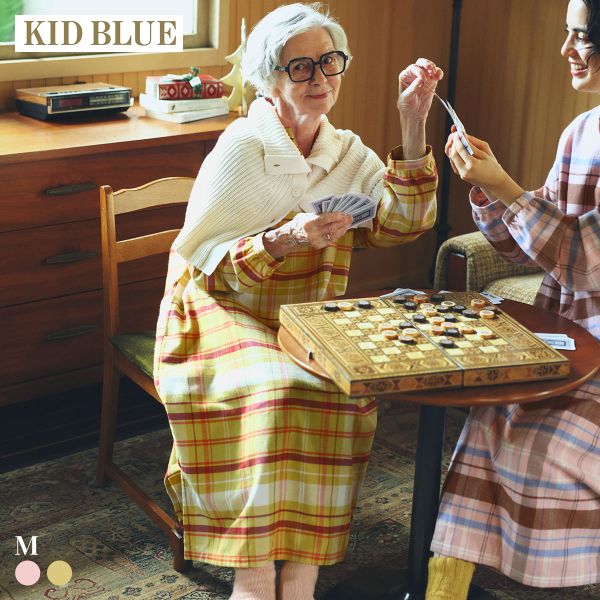 キッドブルー 25ネルチェック 長袖 ワンピース ルームウェア パジャマ KID BLUE