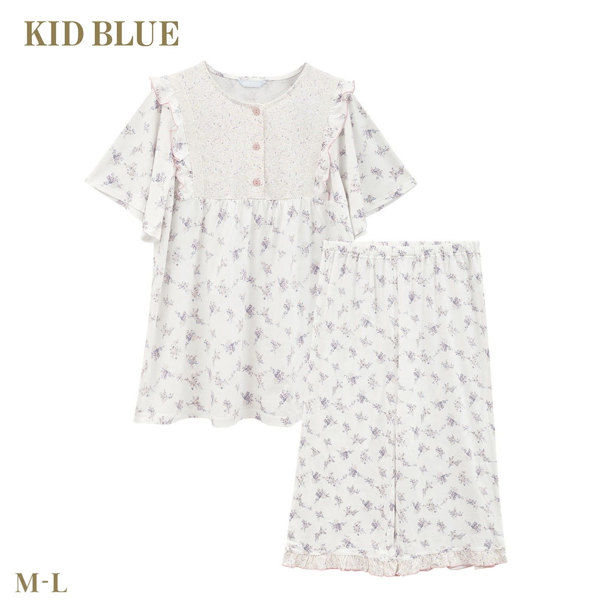 キッドブルー 26ブリティッシュブーケN 花柄 半袖 フルレングス 上下セット パジャマ ルームウェア KID BLUE(PI-ピンク-M)