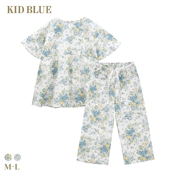 キッドブルー 26フローラルガーデンN 5分袖 7分丈 上下セット パジャマ ルームウェア ナイティ レディース KID BLUE