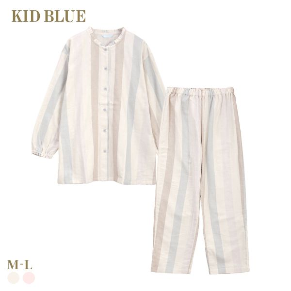キッドブルー 26Wガーゼ ストライプ 長袖 フルレングス 上下セット パジャマ ルームウェア KID BLUE