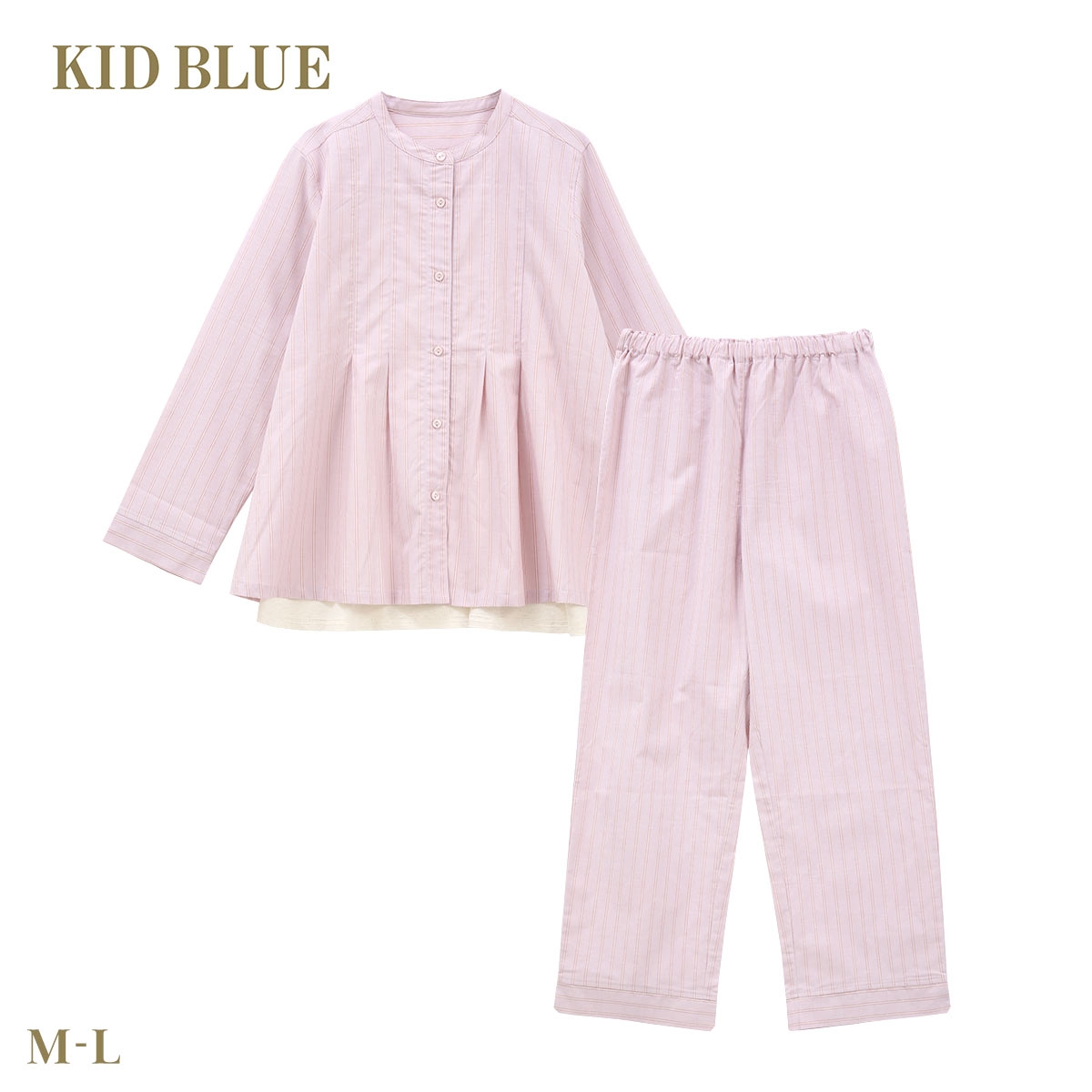 キッドブルー 26ストライプ＆天竺 長袖 くるぶし丈 上下セット パジャマ KID BLUE(PI-ピンク-M)