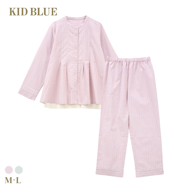 キッドブルー 26ストライプ＆天竺 長袖 くるぶし丈 上下セット パジャマ KID BLUE