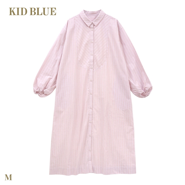 キッドブルー 25ストライプ＆天竺 長袖 ワンピース ルームウェア パジャマ KID BLUE