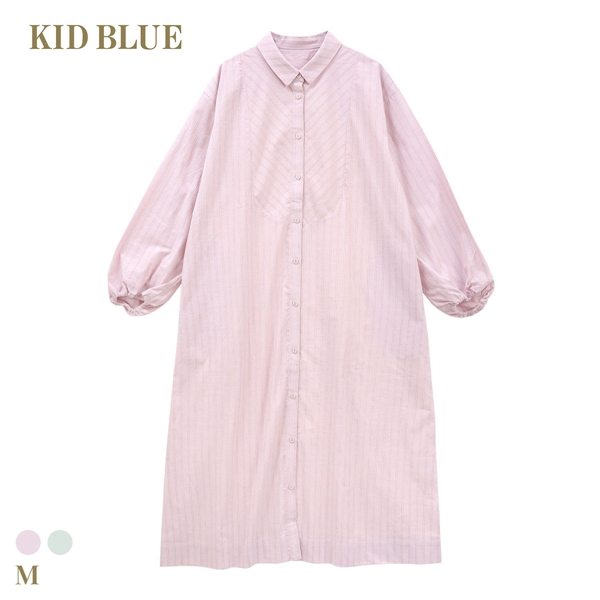 キッドブルー 25ストライプ＆天竺 長袖 ワンピース ルームウェア パジャマ KID BLUE