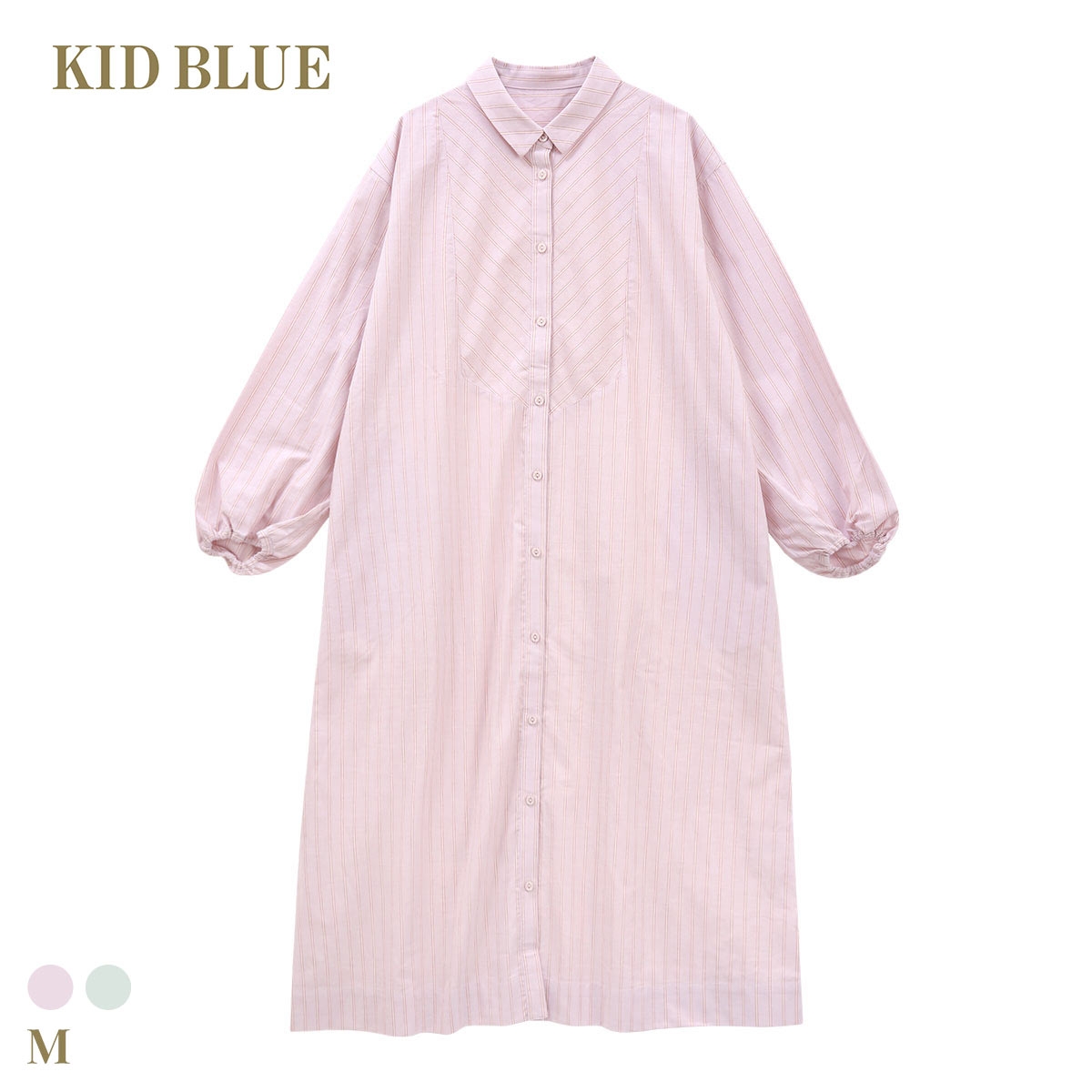 キッドブルー 25ストライプ＆天竺 長袖 ワンピース ルームウェア パジャマ KID BLUE