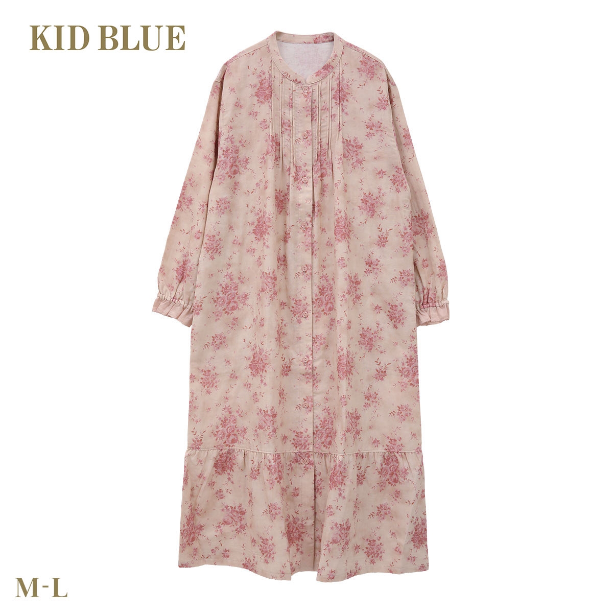 キッドブルー 26WガーゼブラッサムPt 綿100 長袖 ワンピース ナイティ ルームウェア パジャマ レディース KID BLUE(RE-レッド-M)