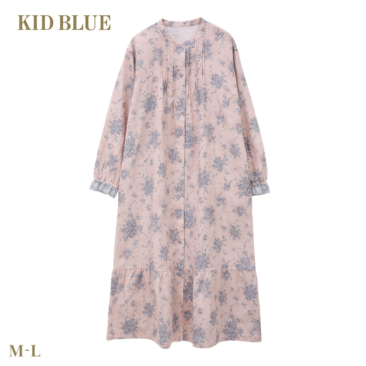 キッドブルー 26WガーゼブラッサムPt 綿100 長袖 ワンピース ナイティ ルームウェア パジャマ レディース KID BLUE(BU-ブルー-M)
