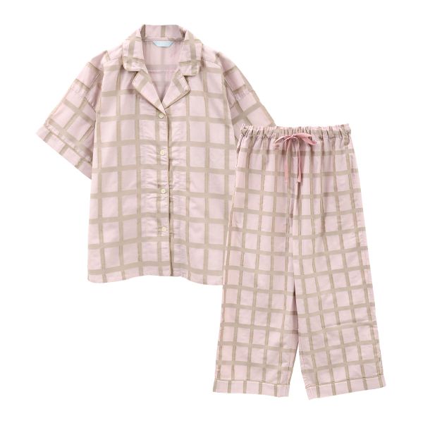 キッドブルー KID BLUE 24カットドビーチェック 半袖 8分丈 上下セット パジャマ ルームウェア レディース