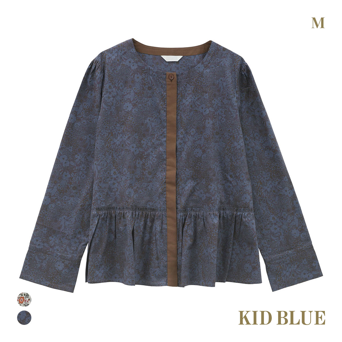 キッドブルー 25AW LIBERTYプリント 長袖 パジャマ トップス KID BLUE(NV-ネイビー-M)