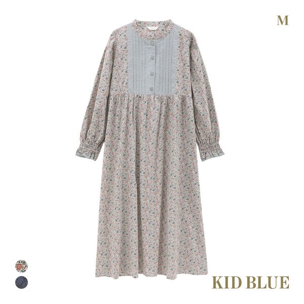 キッドブルー 25AW LIBERTYプリント ワンピース 長袖 ネグリジェ ナイティ ルームウェア パジャマ レディースー KID BLUE